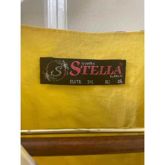 SVELTO STELLA  3/4 SLEEVE YELLOW PURPLE LEAVES PATTERN US SIZE 12 PEARLS - Picture 5 of 16